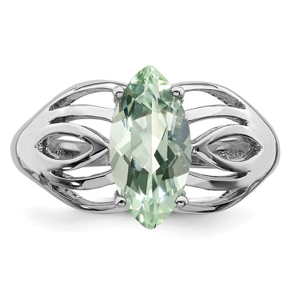 Sterling Silver Rhodium Green Quartz Ring