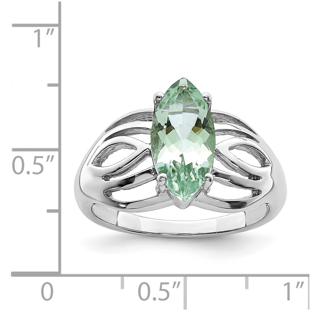 Sterling Silver Rhodium Green Quartz Ring