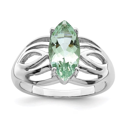 Sterling Silver Rhodium Green Quartz Ring