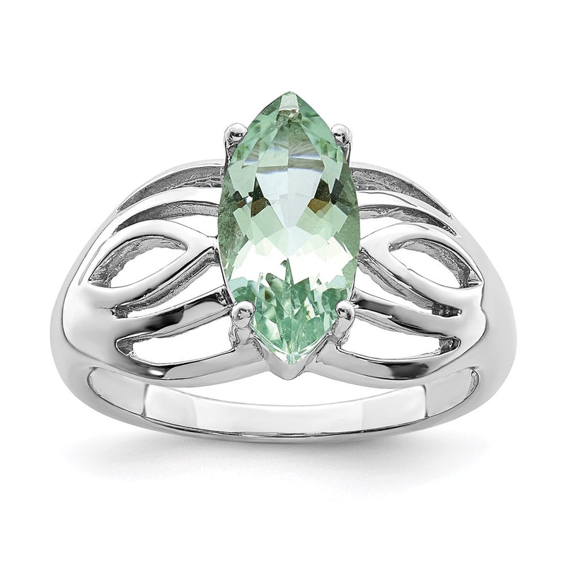 Sterling Silver Rhodium Green Quartz Ring