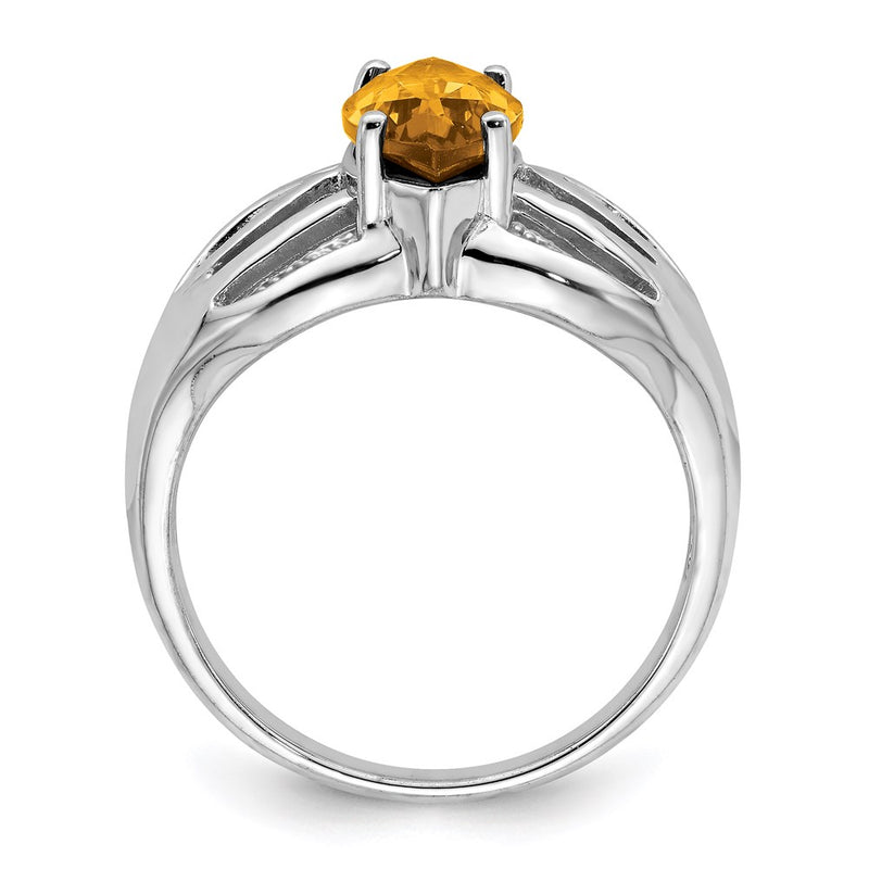 Sterling Silver Rhodium Whiskey Quartz Ring