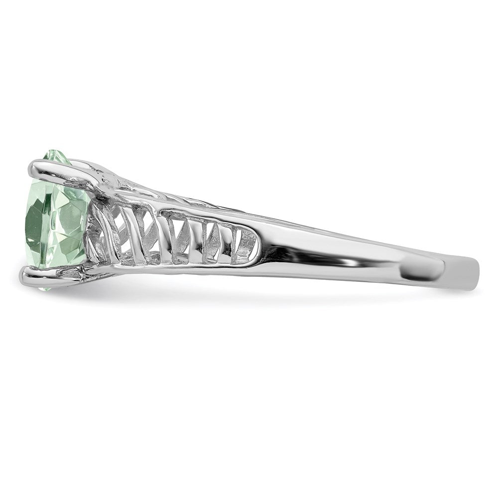 Sterling Silver Rhodium Green Quartz Ring
