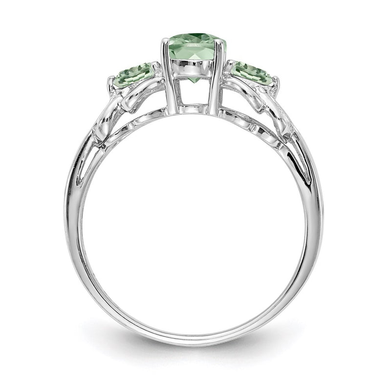 Sterling Silver Rhodium Green Quartz Ring