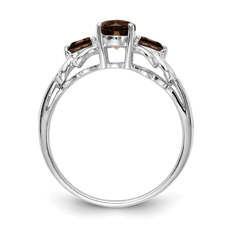 Sterling Silver Rhodium Smoky Quartz Ring