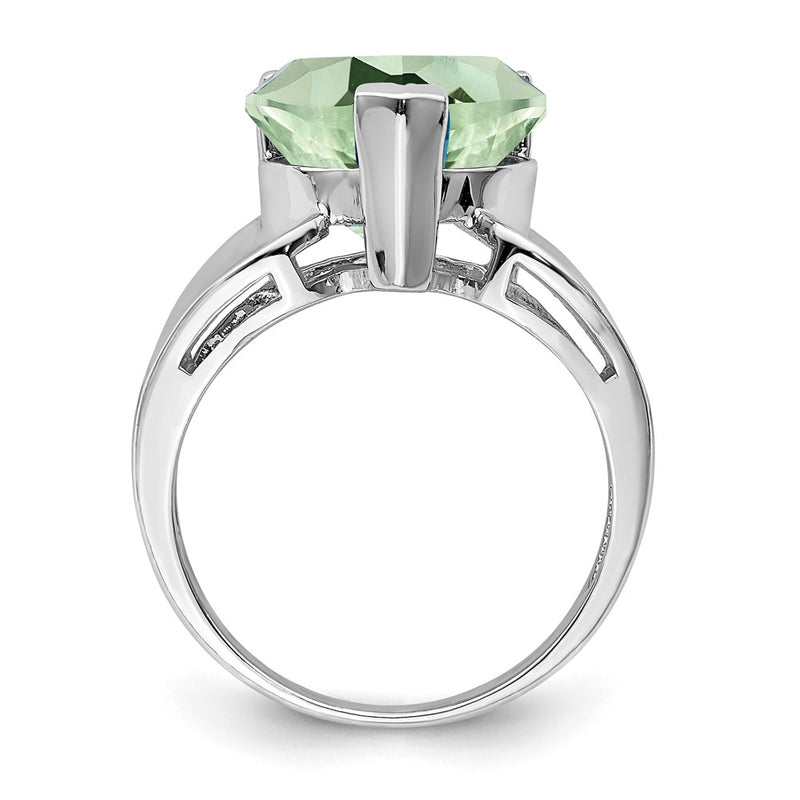 Sterling Silver Rhodium Green Quartz Ring