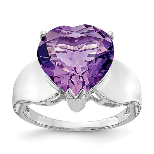 Sterling Silver 14K White Gold Plated Amethyst Gemstone Birthstone Ring Fine Jewelry Gift for Her