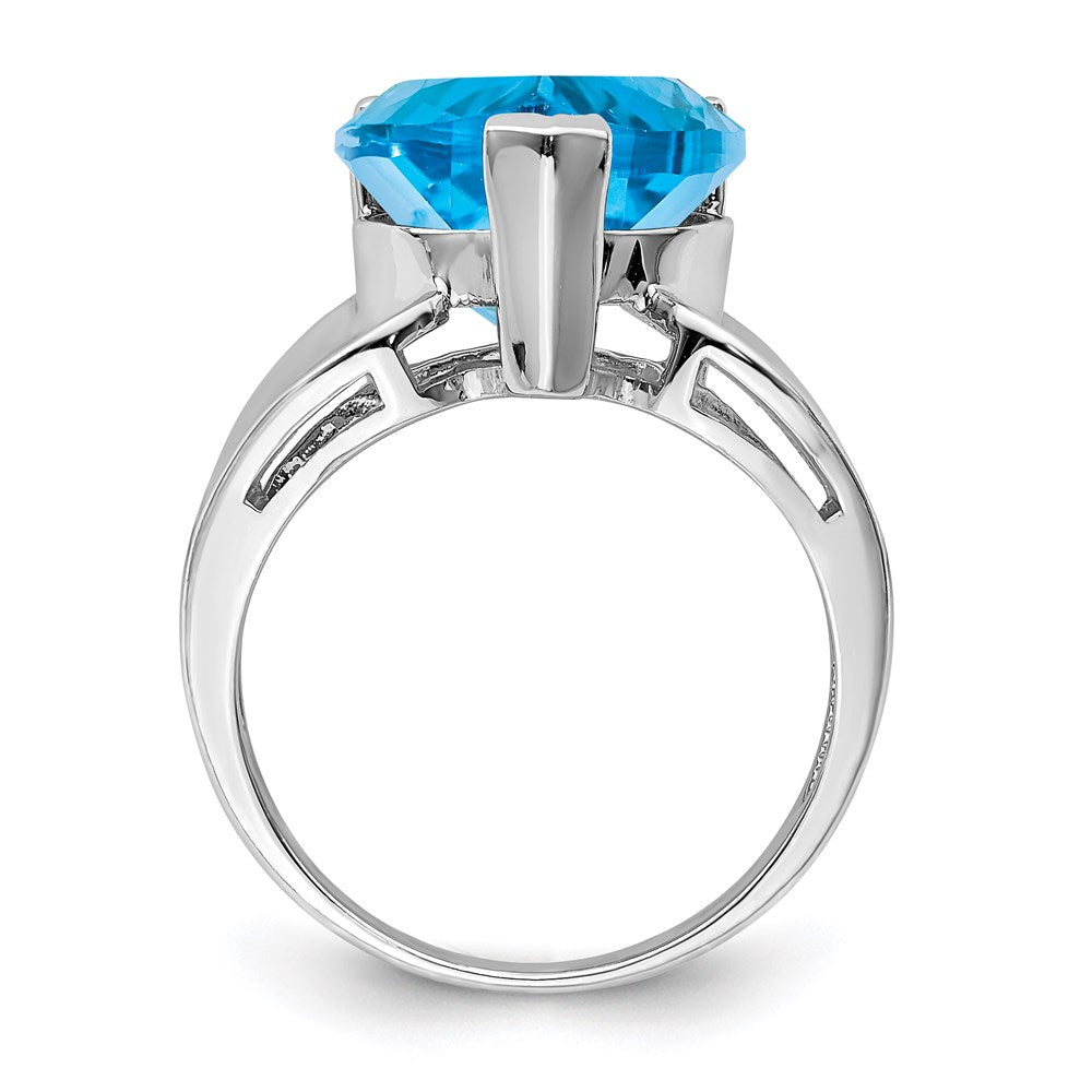 Sterling Silver Rhodium Blue Topaz Gemstone Birthstone Ring Fine Jewelry Gift for Her