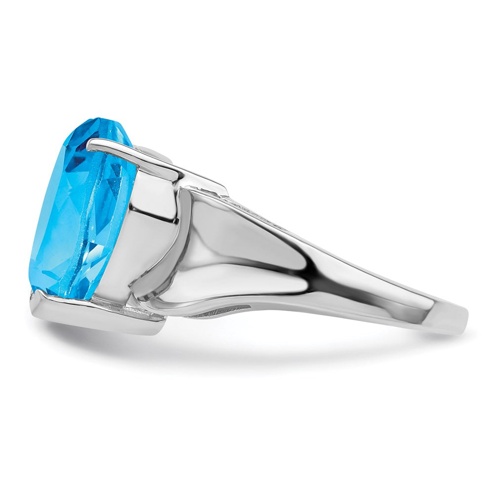 Sterling Silver Rhodium Blue Topaz Gemstone Birthstone Ring Fine Jewelry Gift for Her
