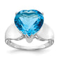 Sterling Silver Rhodium Blue Topaz Gemstone Birthstone Ring Fine Jewelry Gift for Her