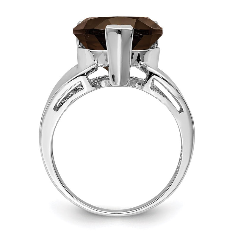 Sterling Silver Rhodium Smoky Quartz Ring