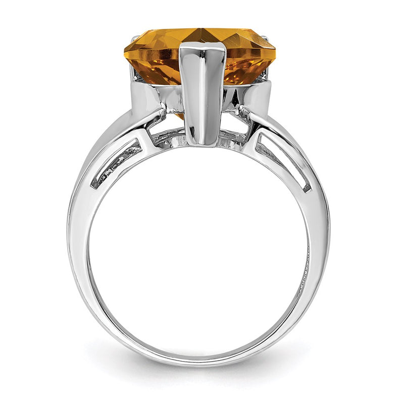 Sterling Silver Rhodium Whiskey Quartz Ring