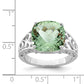 Sterling Silver Rhodium Checker-Cut Green Quartz Gemstone Birthstone Ring Fine Jewelry Gift for Her