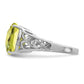 Sterling Silver Rhodium Checker-Cut Lemon Quartz Gemstone Birthstone Ring Fine Jewelry Gift for Her