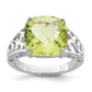 Sterling Silver Rhodium Checker-Cut Lemon Quartz Gemstone Birthstone Ring Fine Jewelry Gift for Her