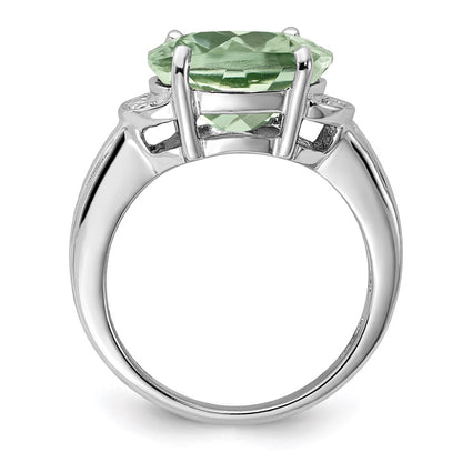 Sterling Silver Rhodium Green Quartz Ring