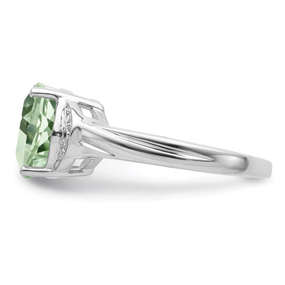 Sterling Silver Rhodium Green Quartz Ring