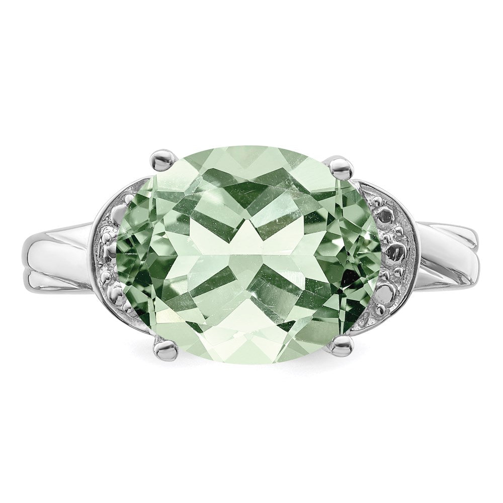 Sterling Silver Rhodium Green Quartz Ring