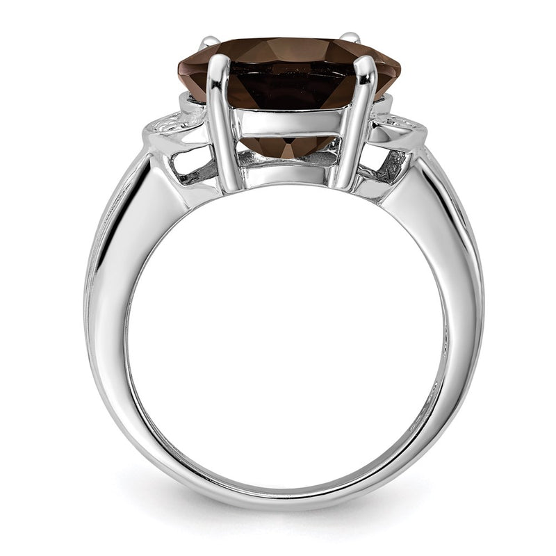 Sterling Silver Rhodium Smoky Quartz Ring