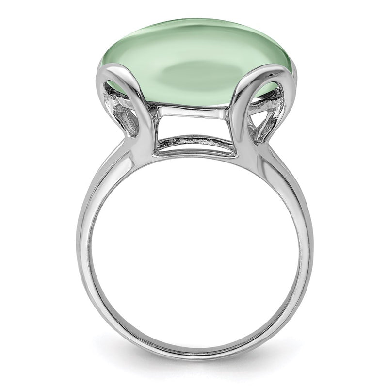 Sterling Silver Rhodium Green Quartz Ring