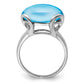 Sterling Silver Rhodium Oval Blue Topaz Gemstone Birthstone Ring Fine Jewelry Gift for Her
