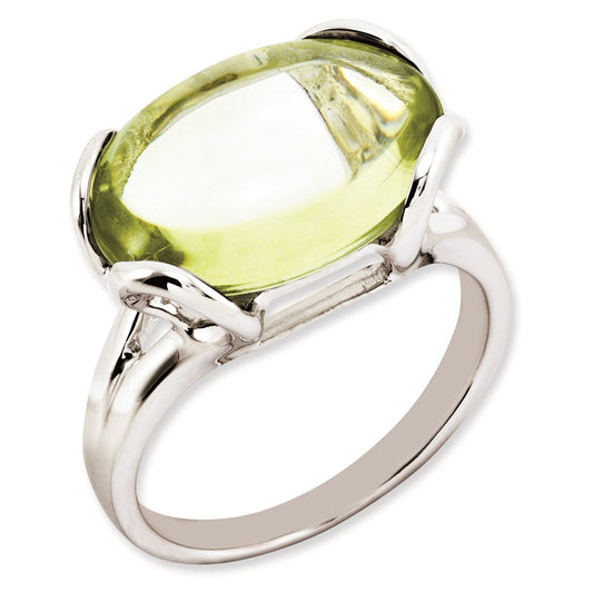 Sterling Silver 14K White Gold Plated Oval Lemon Quartz Gemstone Birthstone Ring Fine Jewelry Gift for Her