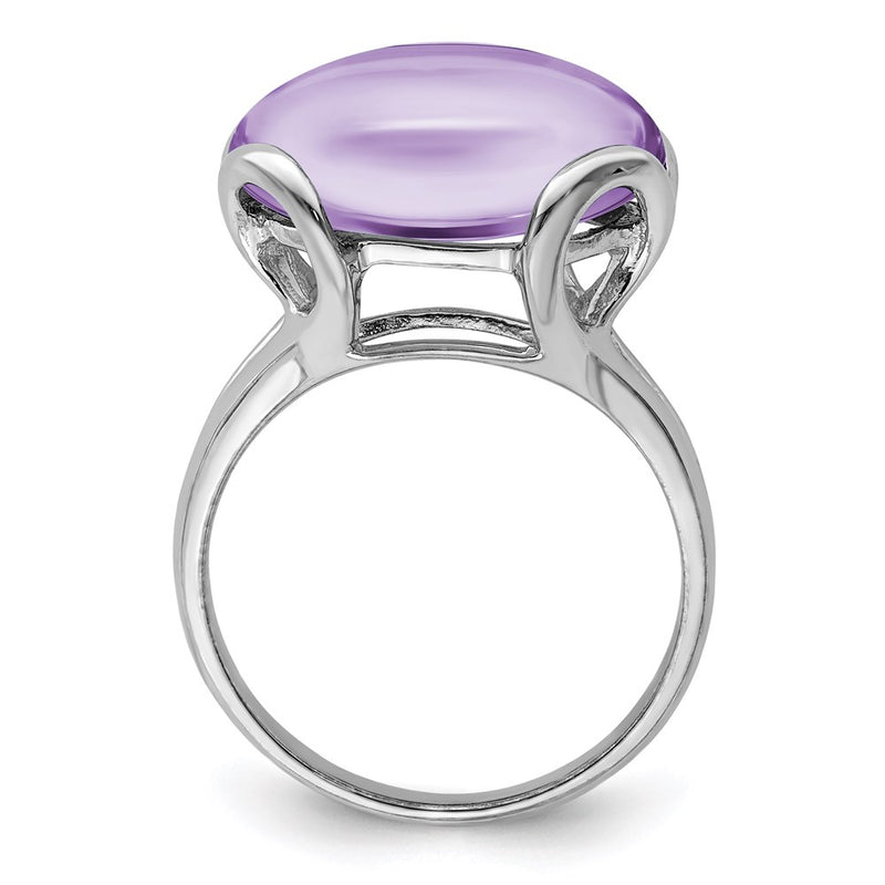 Sterling Silver Rhodium Pink Quartz Ring