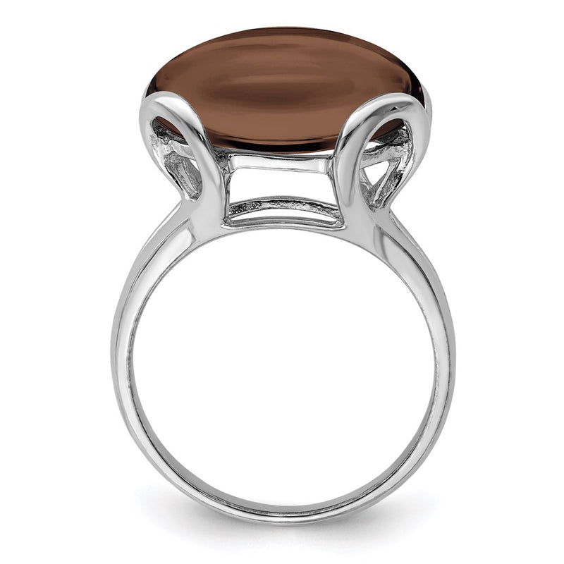 Sterling Silver Rhodium Smoky Quartz Ring