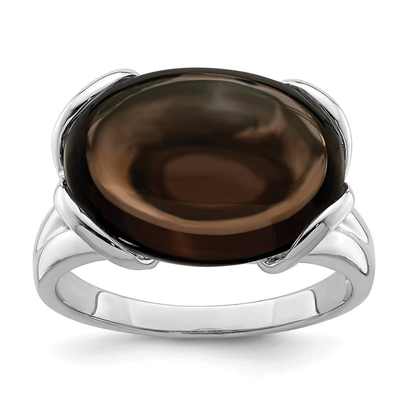 Sterling Silver Rhodium Smoky Quartz Ring