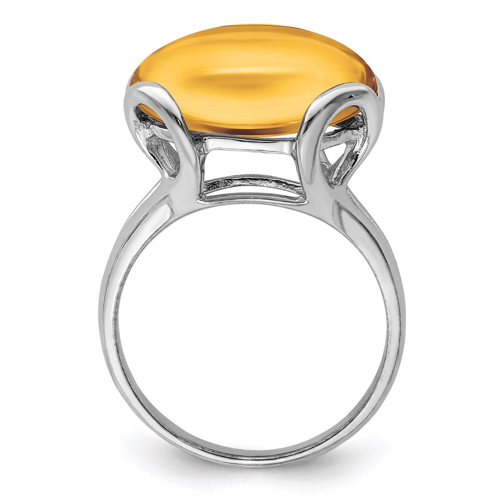 Sterling Silver Rhodium Whiskey Quartz Ring
