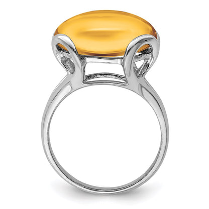 Sterling Silver Rhodium Whiskey Quartz Ring