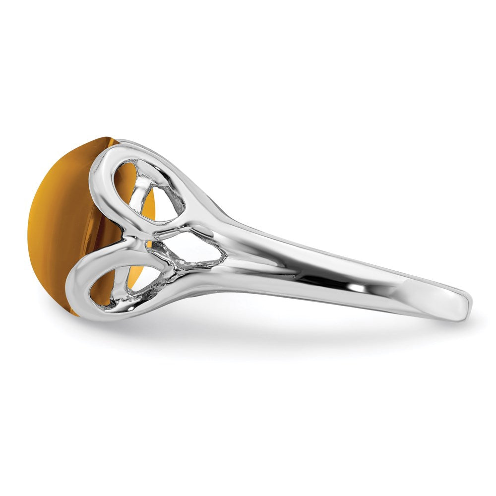 Sterling Silver Rhodium Whiskey Quartz Ring
