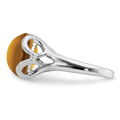 Sterling Silver Rhodium Whiskey Quartz Ring