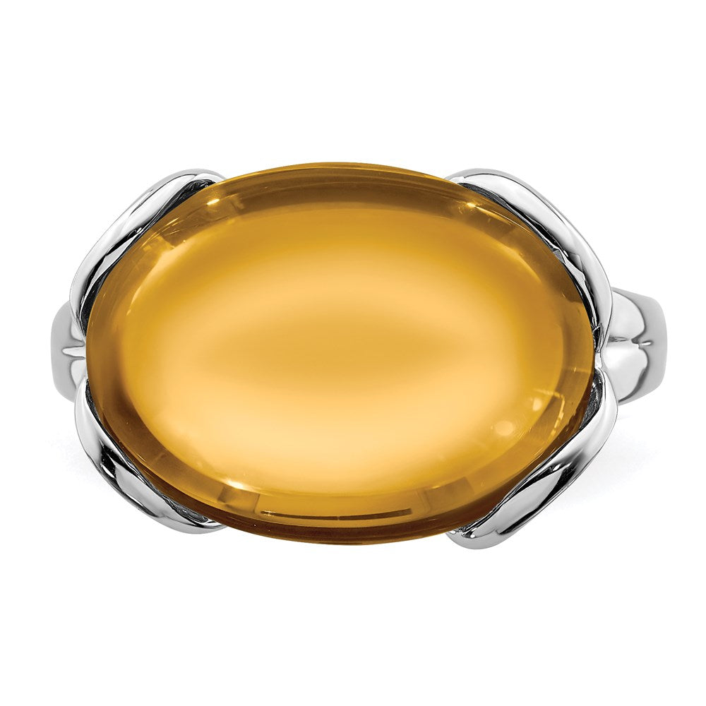 Sterling Silver Rhodium Whiskey Quartz Ring