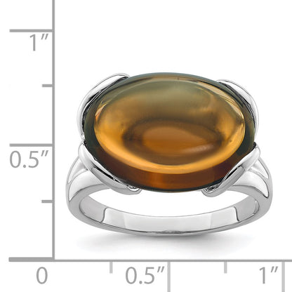Sterling Silver Rhodium Whiskey Quartz Ring