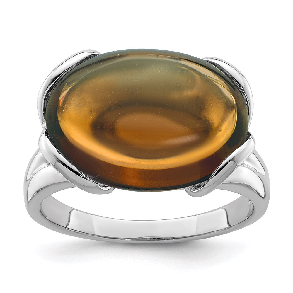 Sterling Silver Rhodium Whiskey Quartz Ring