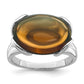Sterling Silver Rhodium Oval Whiskey Quartz Gemstone Birthstone Ring Fine Jewelry Gift for Her