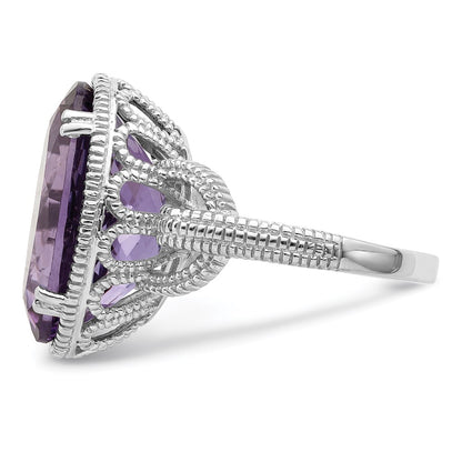 Sterling Silver Rhodium-plated Amethyst Ring