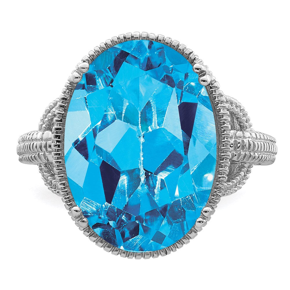 Sterling Silver Rhodium Blue Topaz Ring