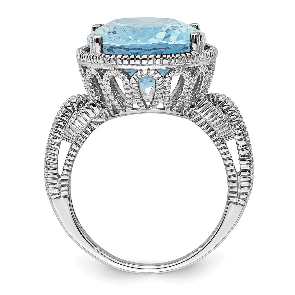 Sterling Silver Rhodium Sky Blue Topaz Gemstone Birthstone Ring Fine Jewelry Gift for Her