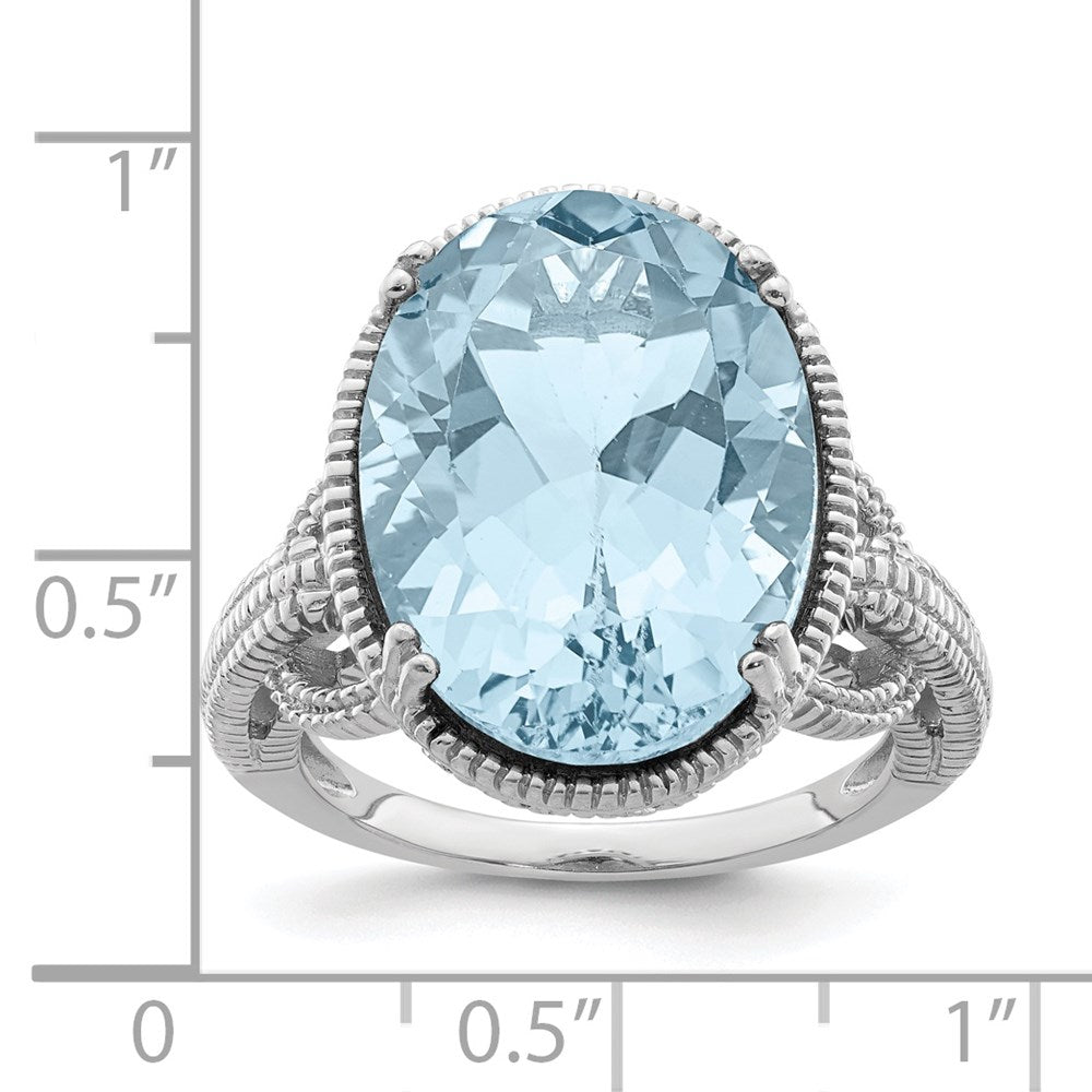 Sterling Silver Rhodium Sky Blue Topaz Ring
