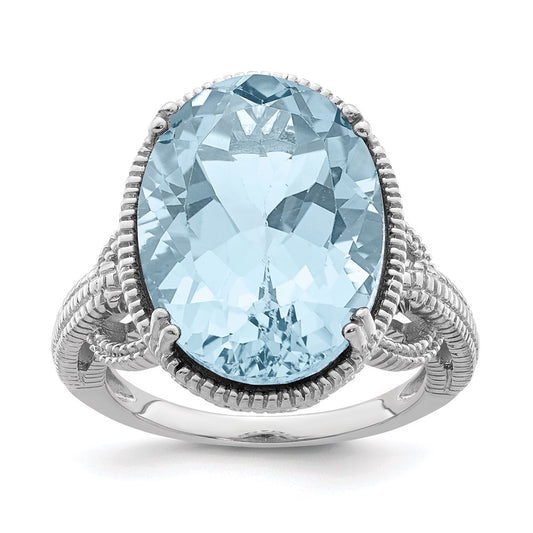 Sterling Silver Rhodium Sky Blue Topaz Ring