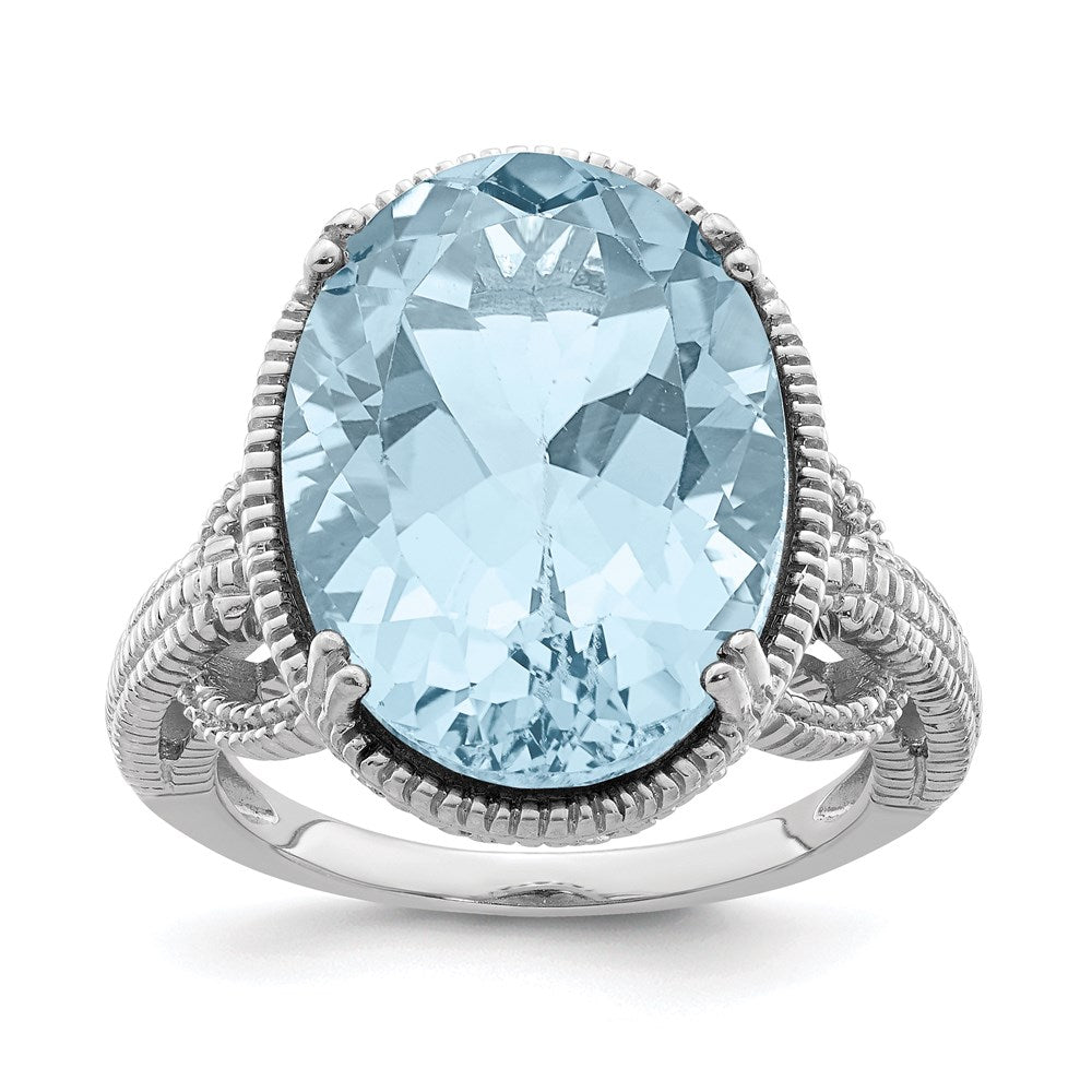 Sterling Silver Rhodium Sky Blue Topaz Gemstone Birthstone Ring Fine Jewelry Gift for Her