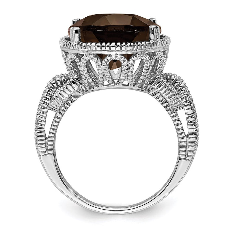 Sterling Silver Rhodium Smoky Quartz Ring