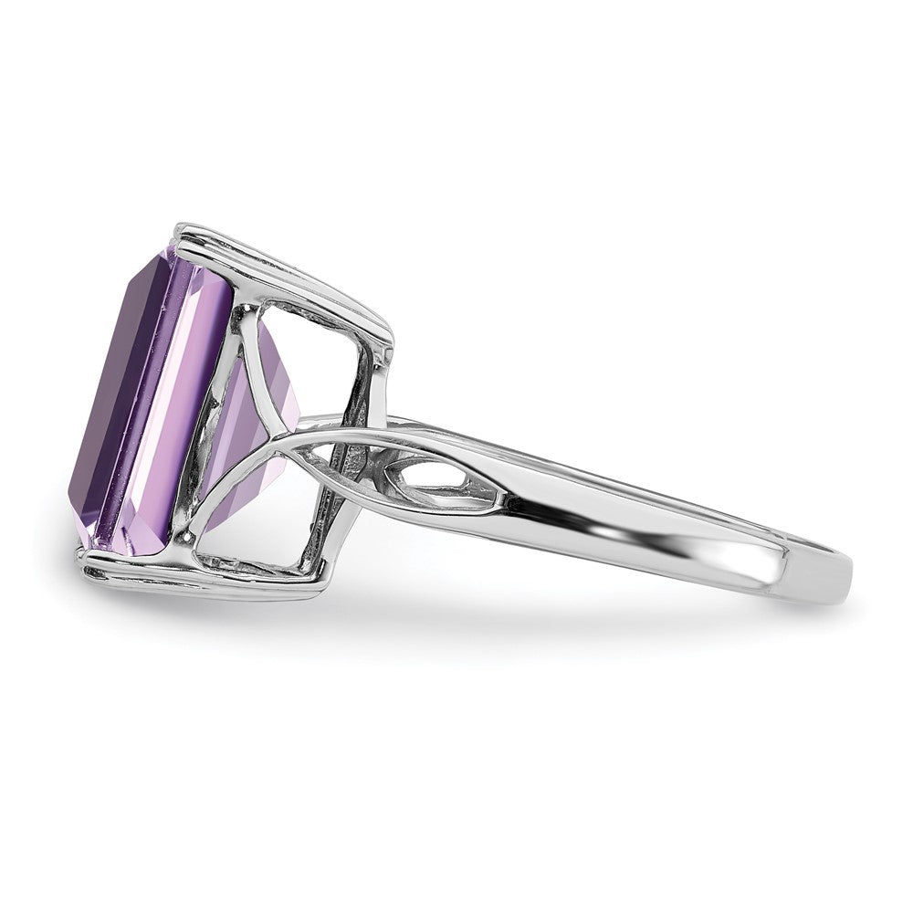 Sterling Silver Rhodium Pink Quartz Ring