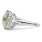 Sterling Silver Rhodium Oval Checker-Cut Green Quartz Gemstone Birthstone Ring Fine Jewelry Gift for Her