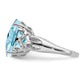 Sterling Silver Rhodium Checker-Cut Sky Blue Topaz Gemstone Birthstone Ring Fine Jewelry Gift for Her