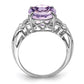 Sterling Silver Rhodium Oval Checker-Cut Pink Quartz Gemstone Birthstone Ring Fine Jewelry Gift for Her