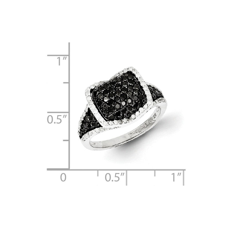 Sterling Silver Black & White Diamond Ring