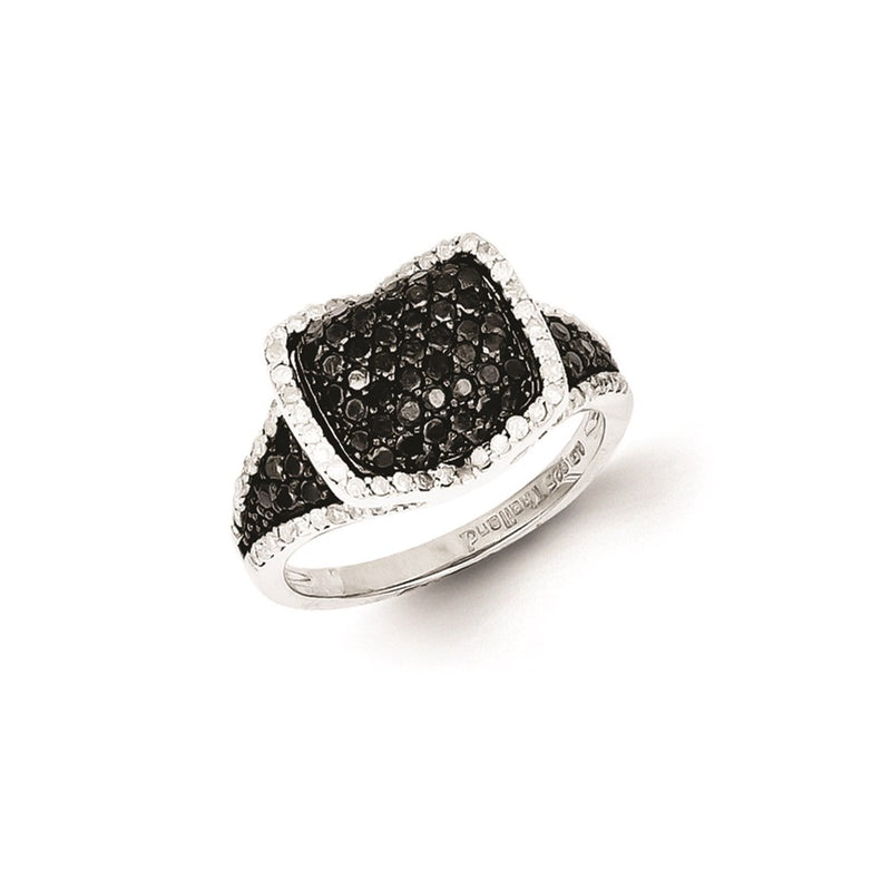 Sterling Silver Black & White Diamond Ring