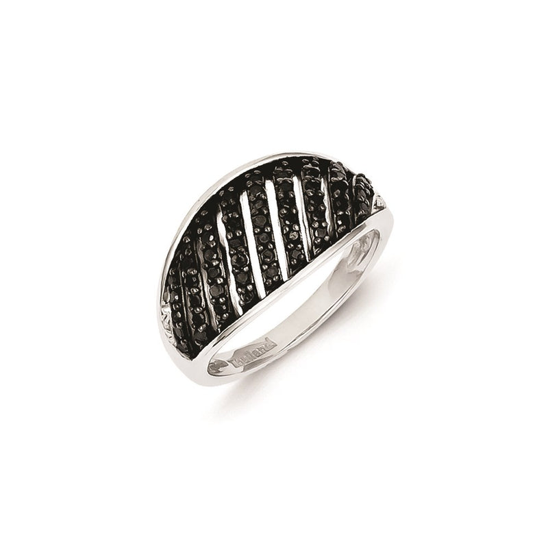 Sterling Silver Black & White Diamond Ring